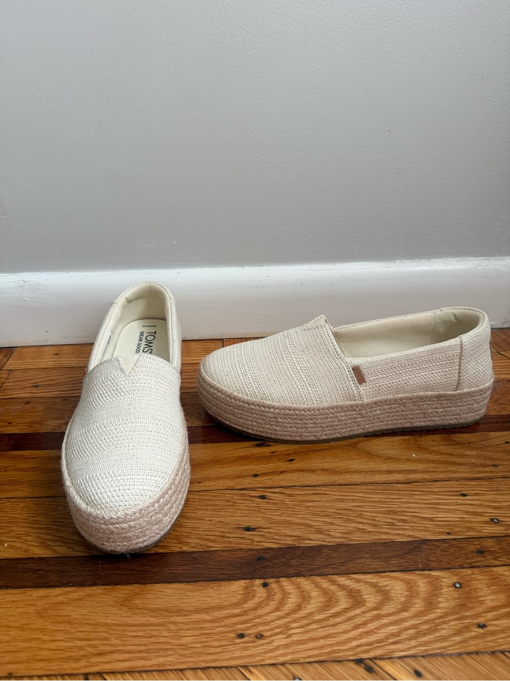 TOMS Valencia White Canvas Platform Espadrilles